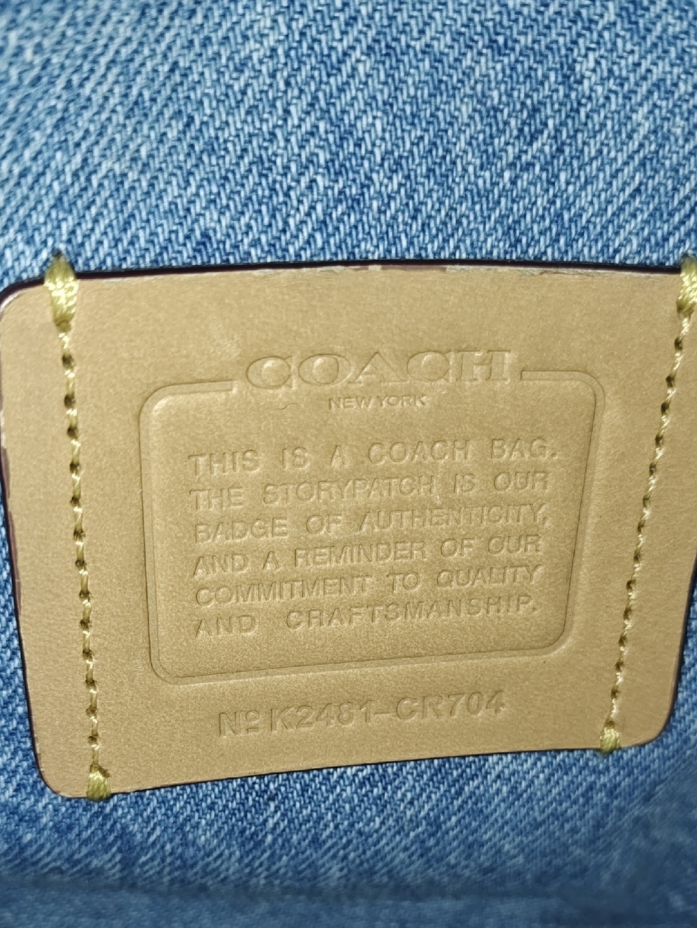 Coach Quilted Denim Shoulder Bag with Gold Chain - Picture 9 of 9